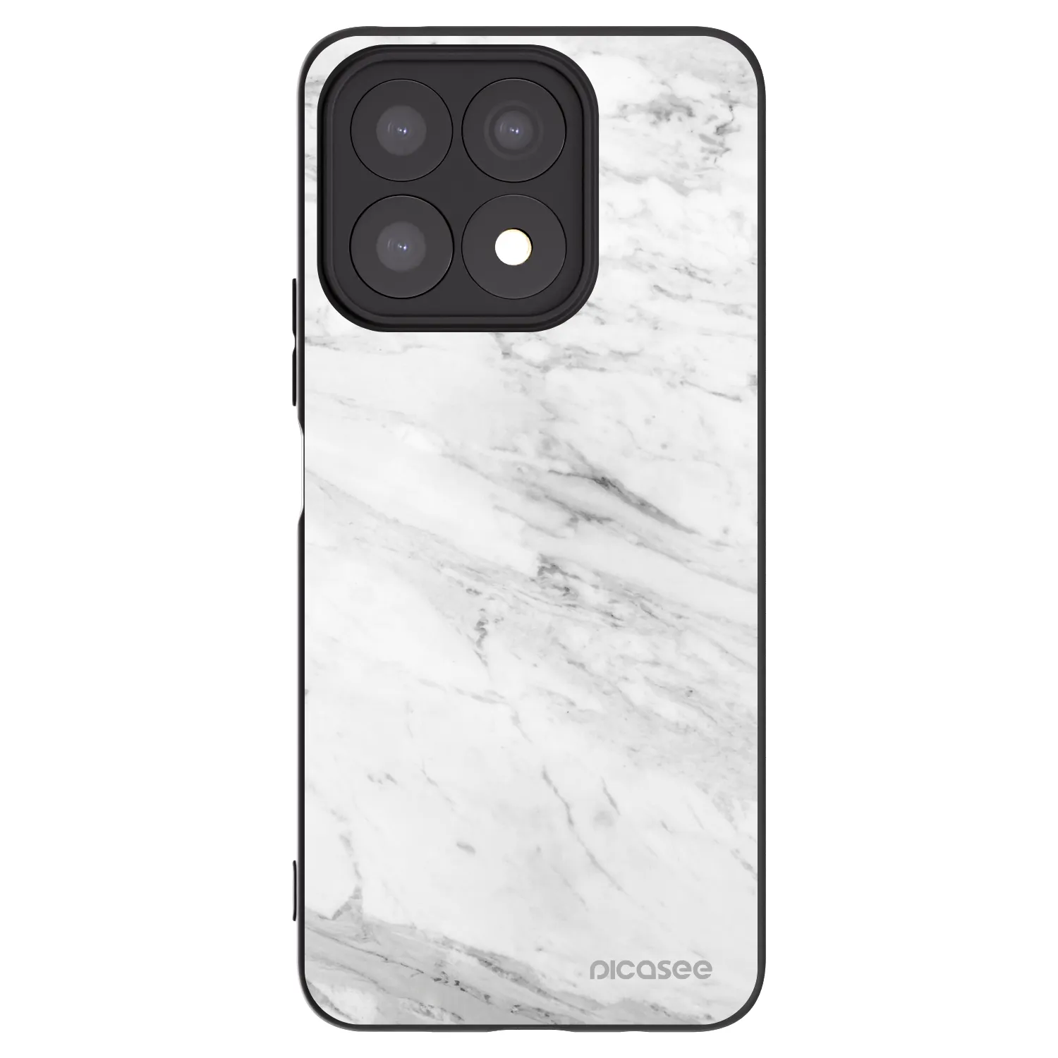 Picasee crna silikonska maskica za Honor X8a - White marble