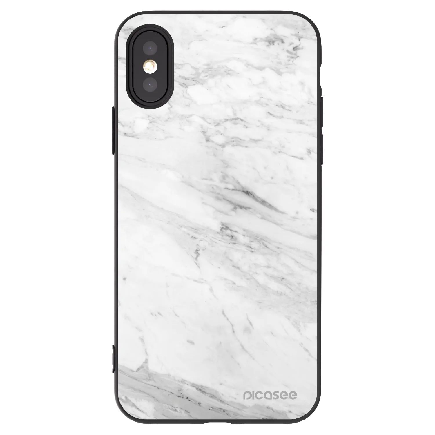 Picasee crna silikonska maskica za Apple iPhone X/XS - White marble
