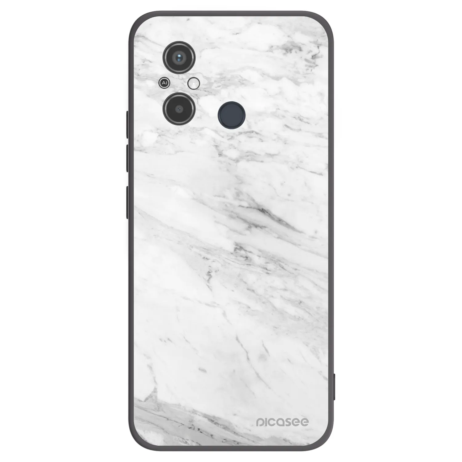 Picasee crna silikonska maskica za Xiaomi Redmi 12C - White marble