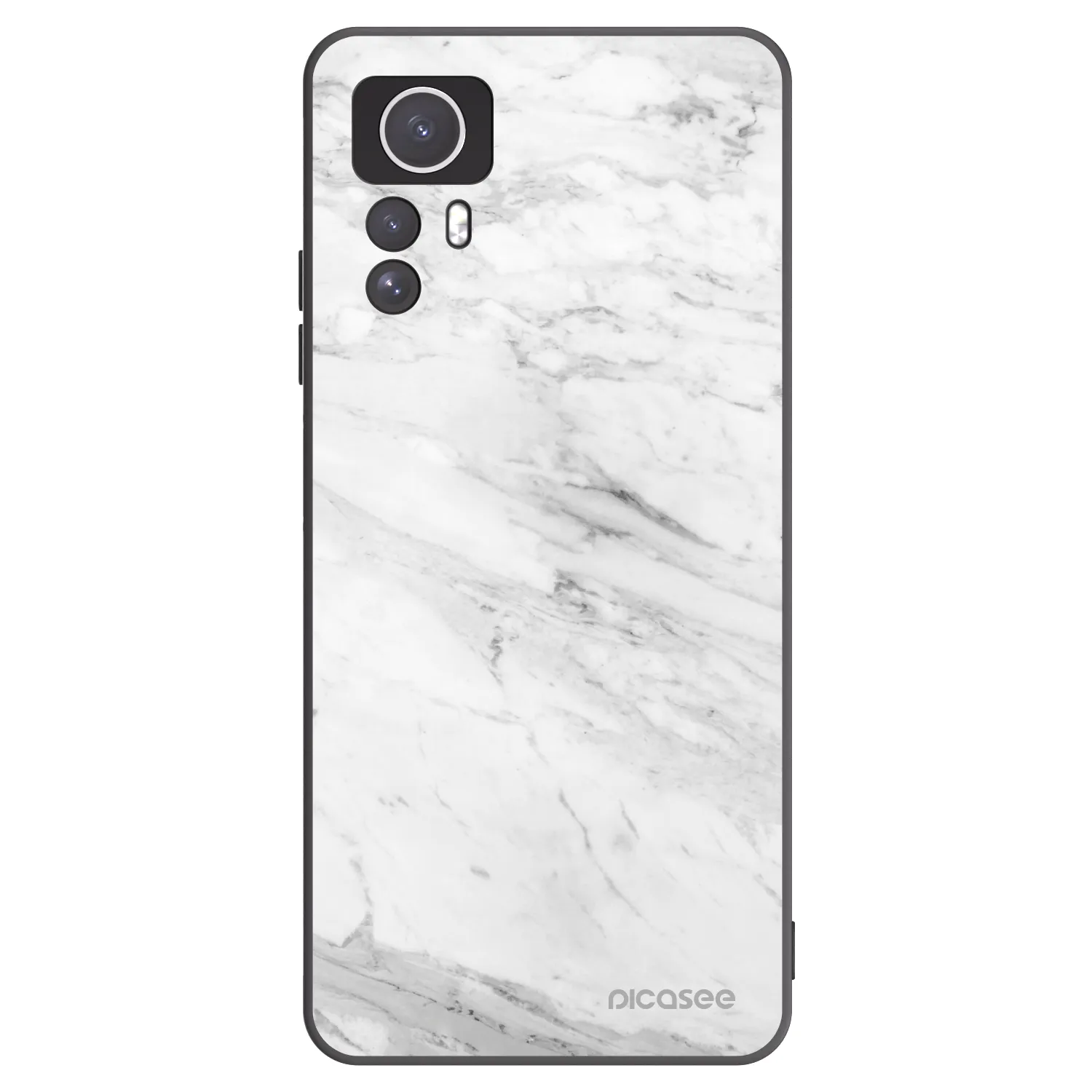 Picasee crna silikonska maskica za Xiaomi Redmi Note 12S - White marble