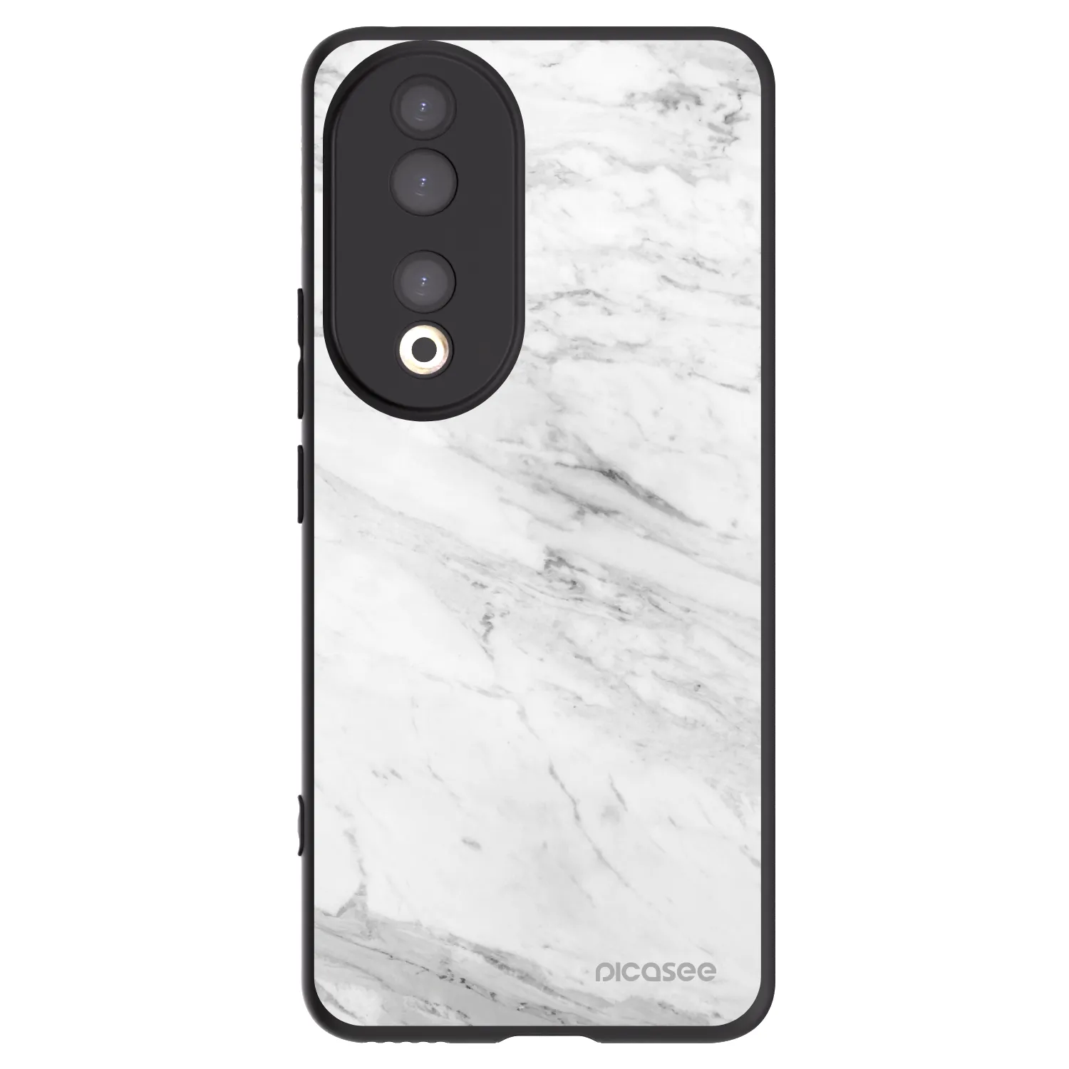 Picasee crna silikonska maskica za Honor 90 5G - White marble