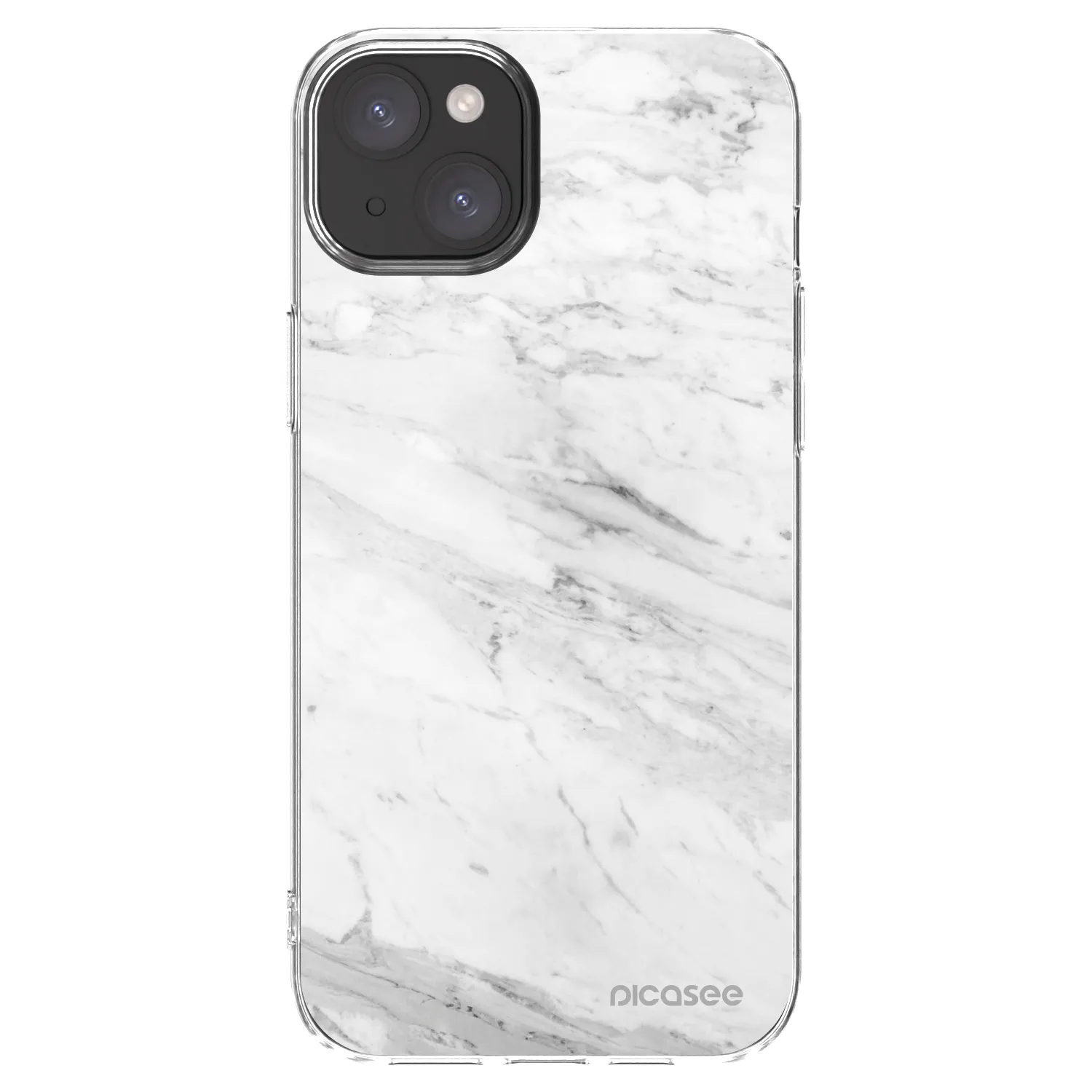 Picasee silikonska prozirna maskica za Apple iPhone 15 Plus - White marble
