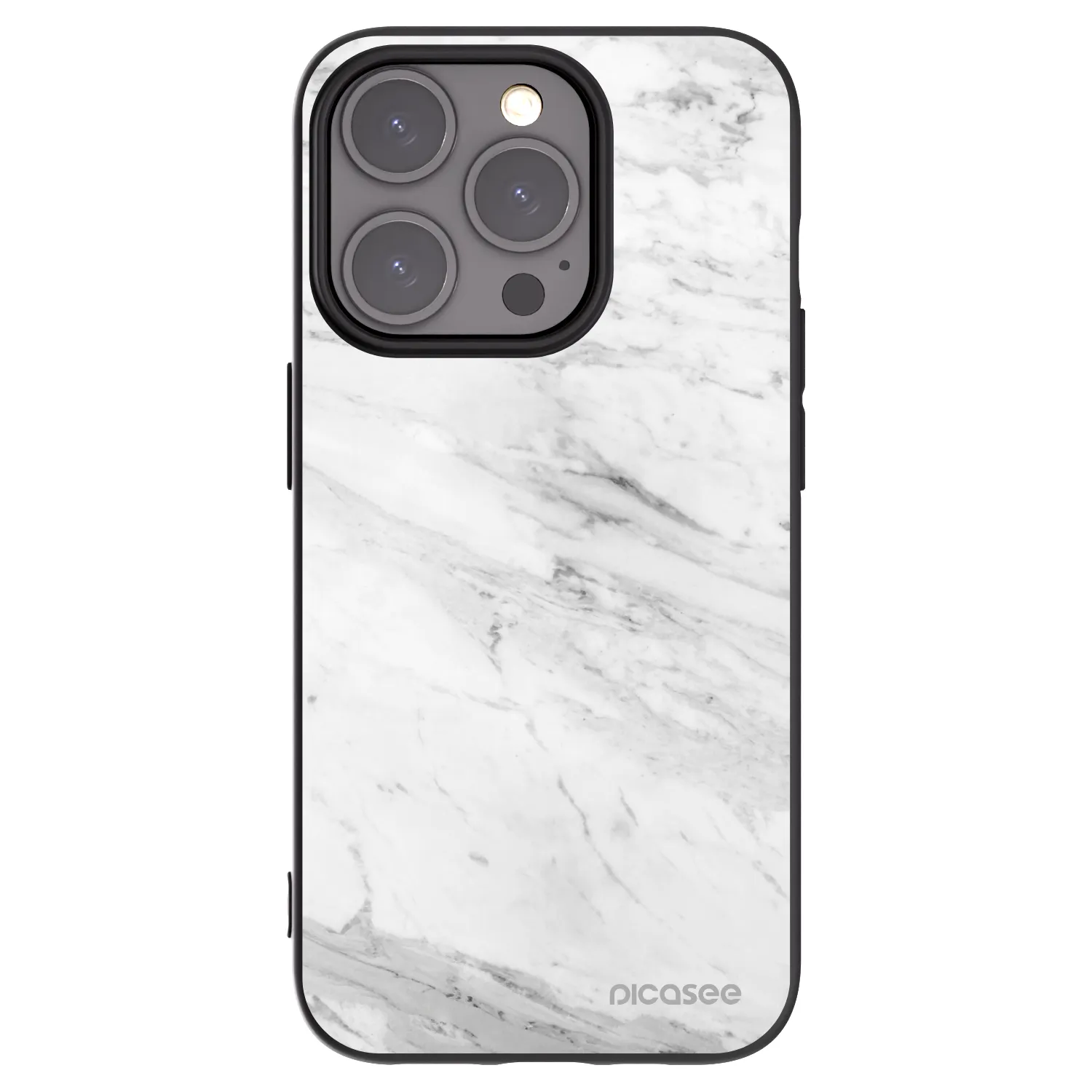 Picasee crna silikonska maskica za Apple iPhone 15 Pro - White marble