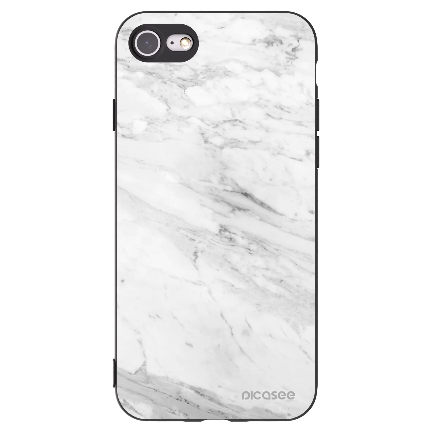 Picasee crna silikonska maskica za Apple iPhone 7 - White marble