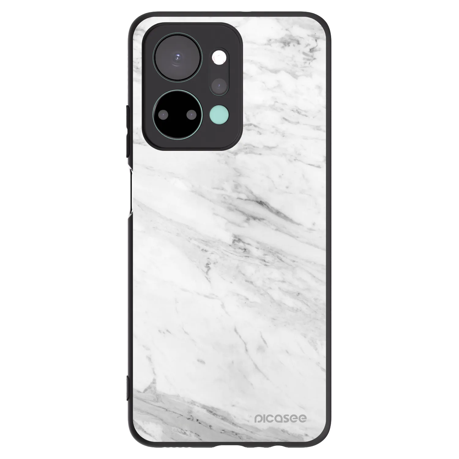 Picasee crna silikonska maskica za Honor X7a - White marble