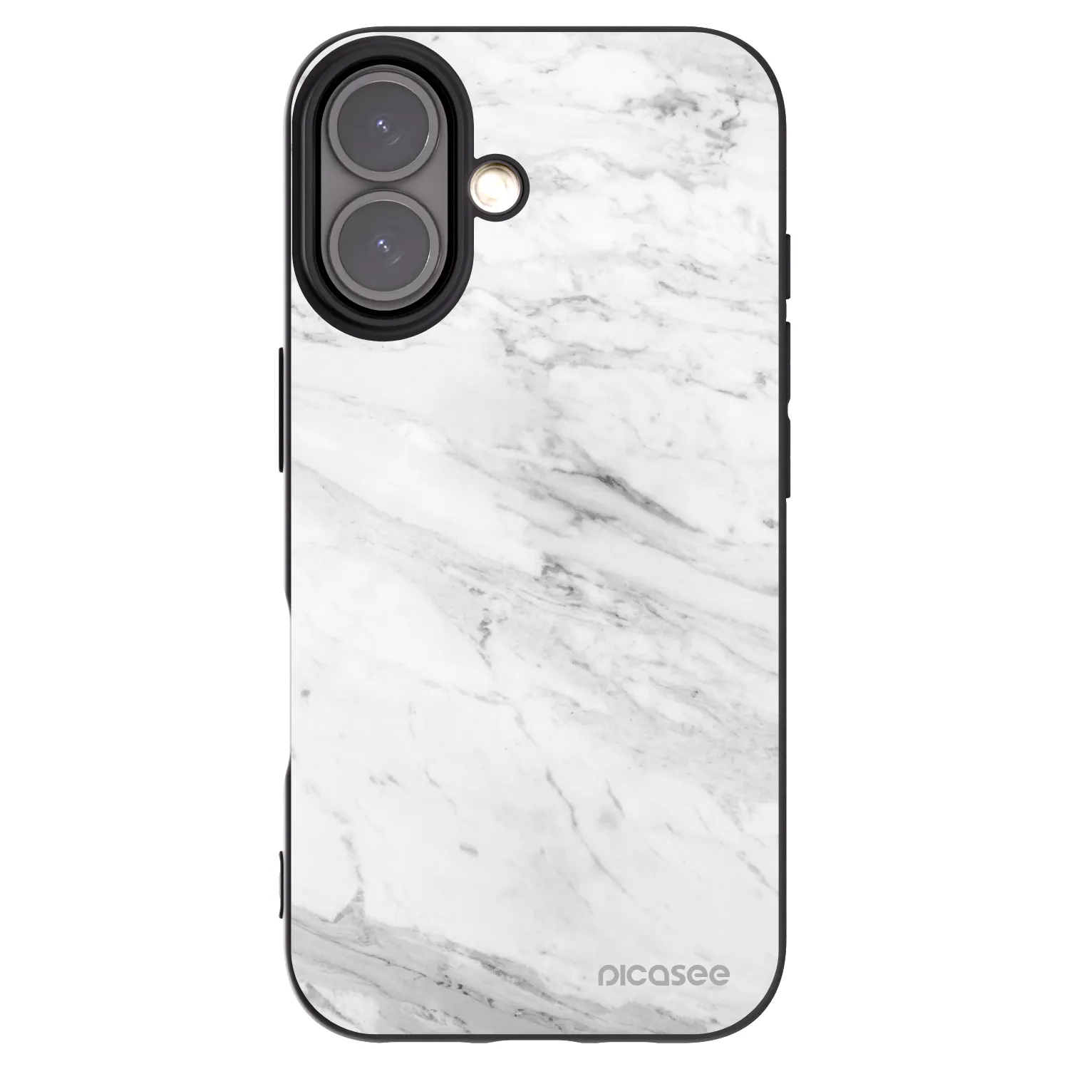 Picasee crna silikonska maskica za Apple iPhone 16 - White marble