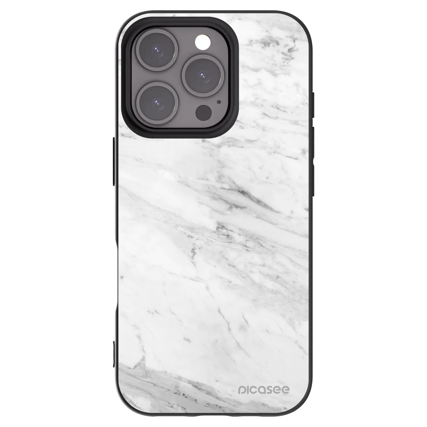 Picasee crna silikonska maskica za Apple iPhone 16 Pro - White marble