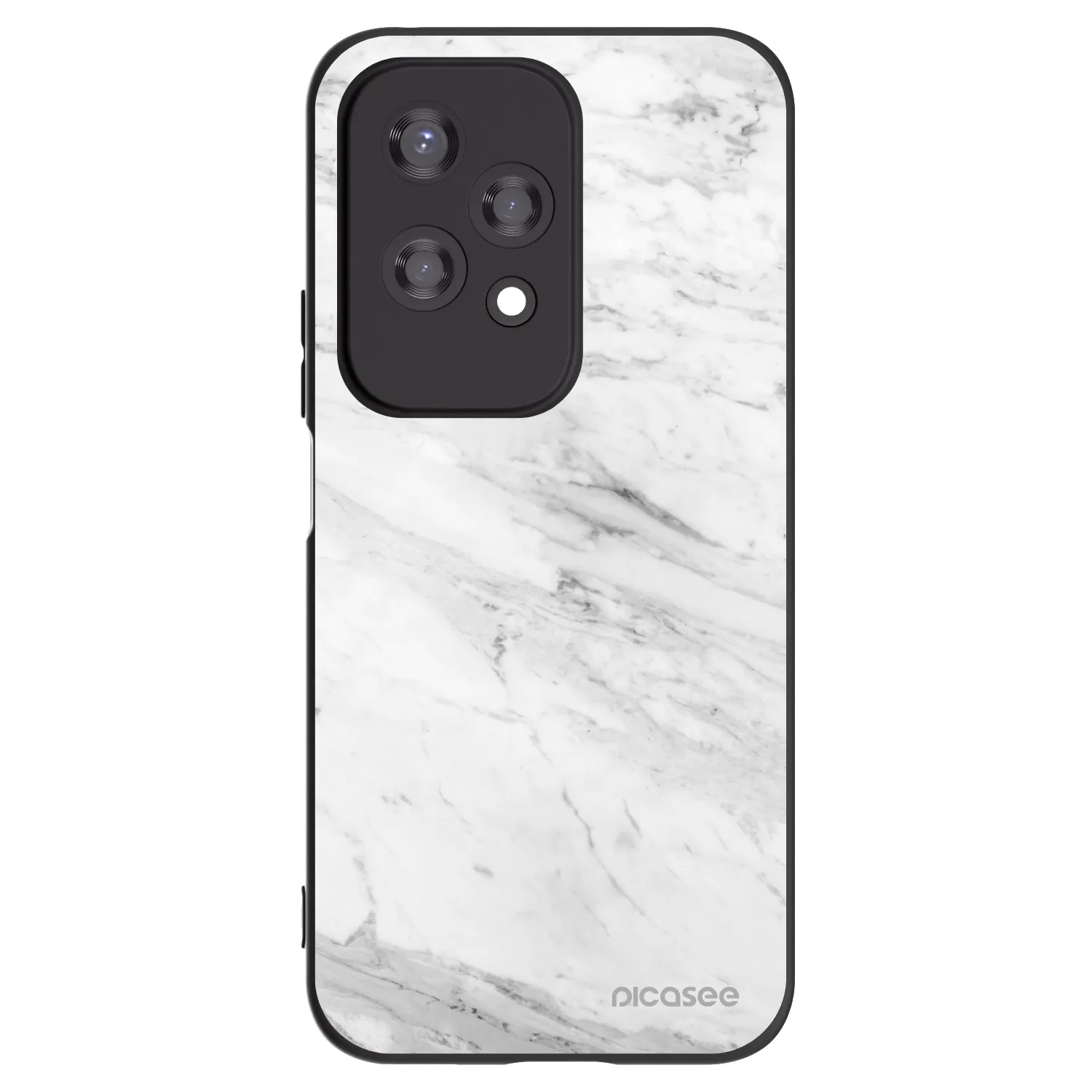 Picasee crna silikonska maskica za Honor 200 Lite - White marble