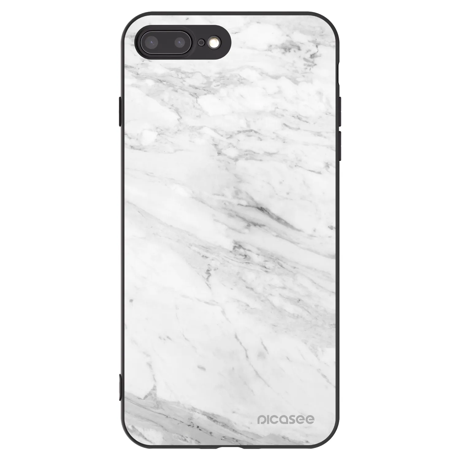 Picasee crna silikonska maskica za Apple iPhone 7 Plus - White marble