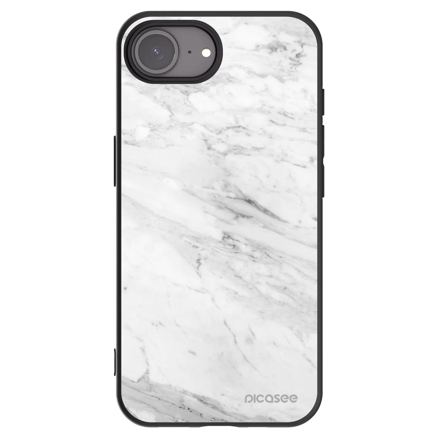 Picasee crna silikonska maskica za Apple iPhone 16e - White marble