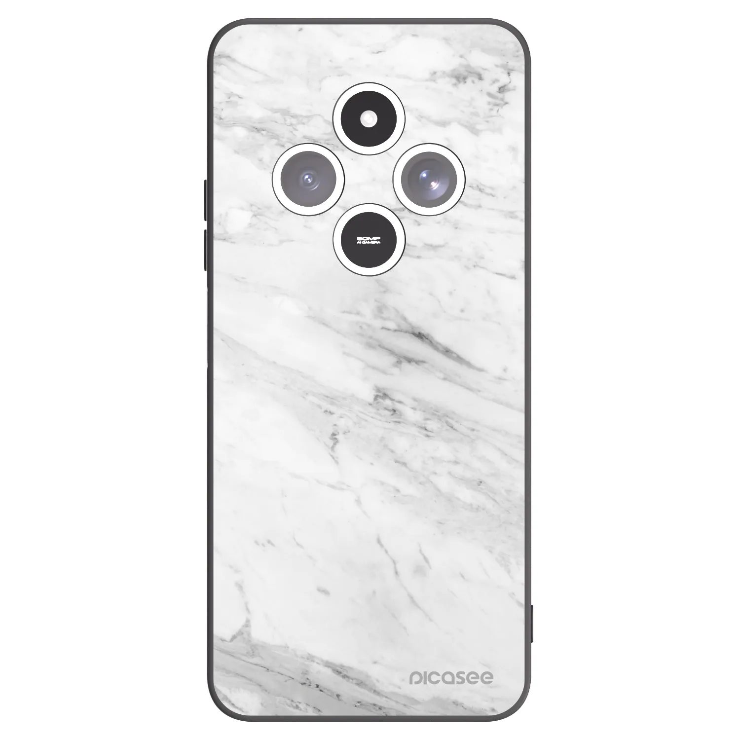 Picasee crna silikonska maskica za Xiaomi Redmi 14C - White marble