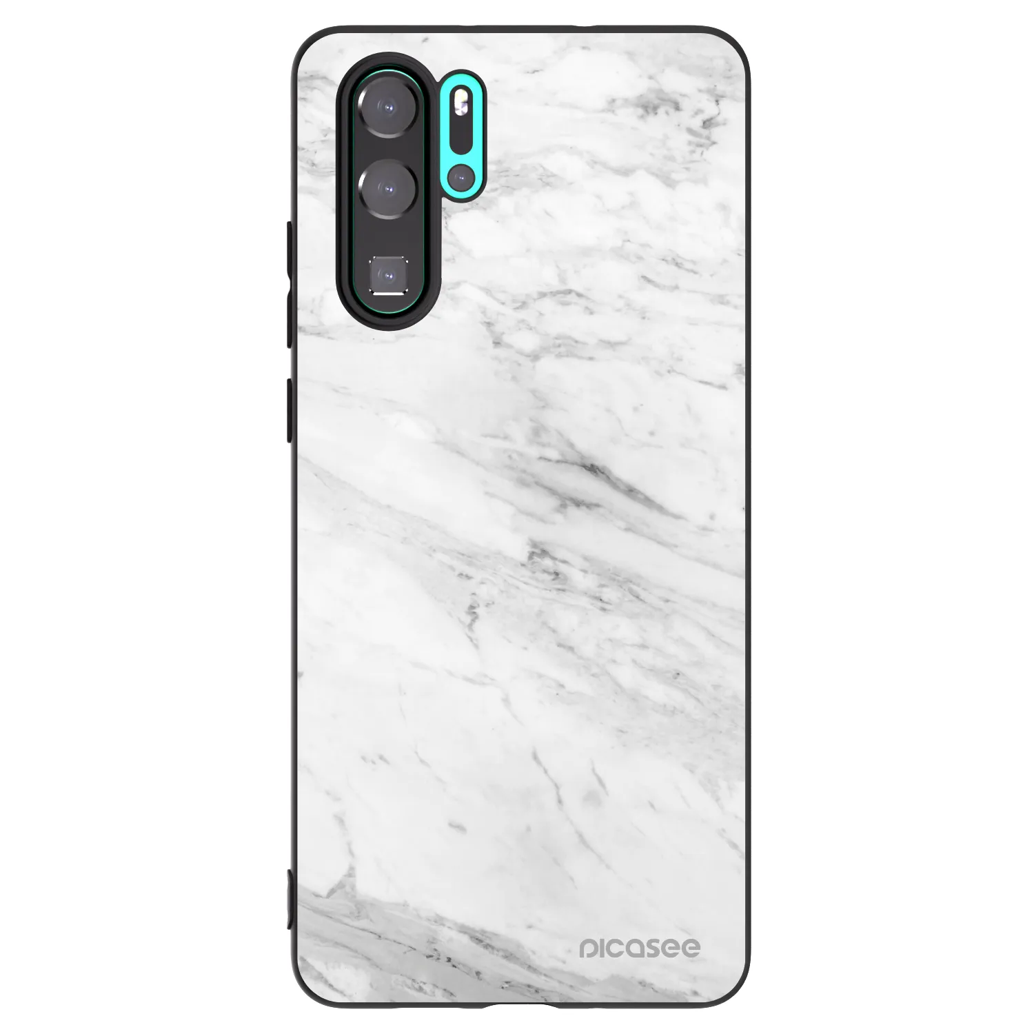 Picasee crna silikonska maskica za Huawei P30 Pro - White marble
