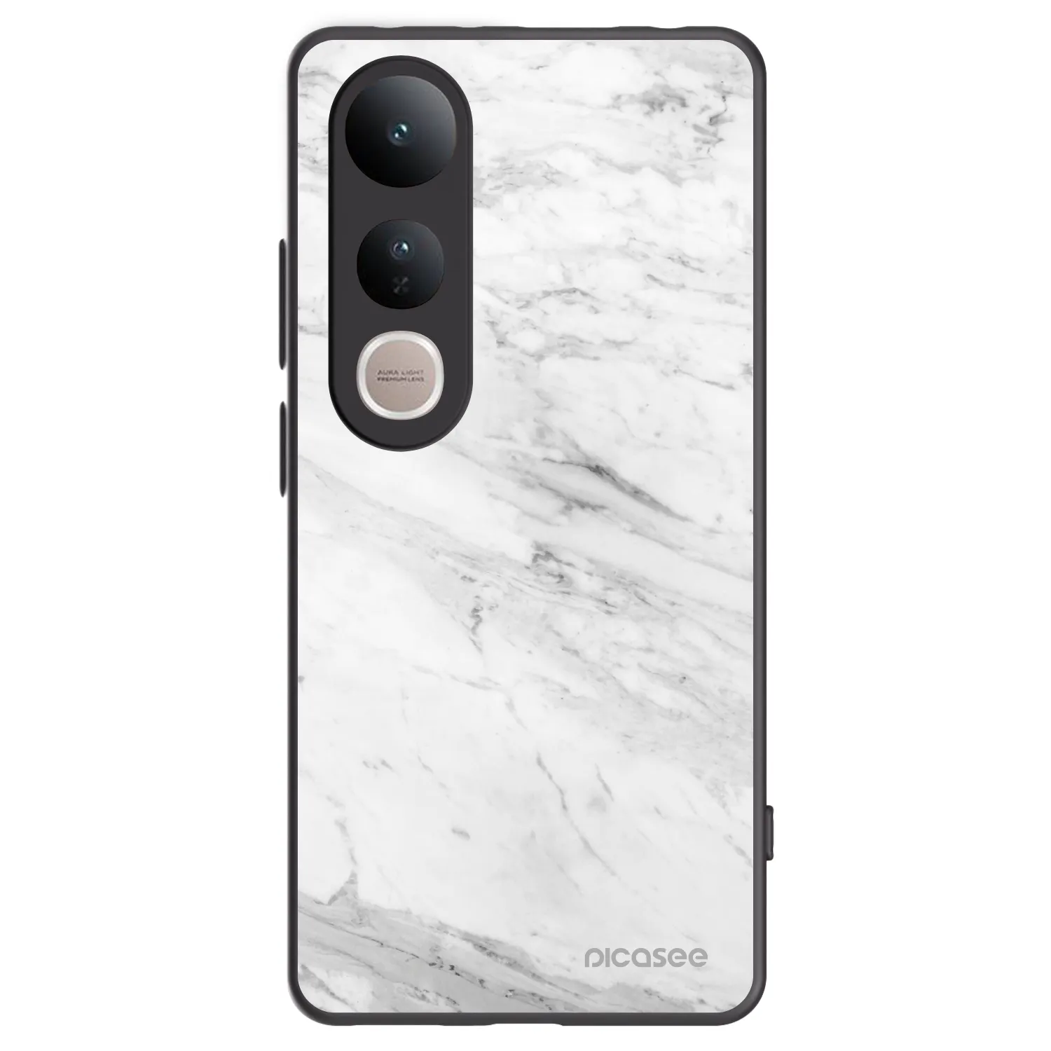 Picasee crna silikonska maskica za Vivo V50 Lite 5G - White marble
