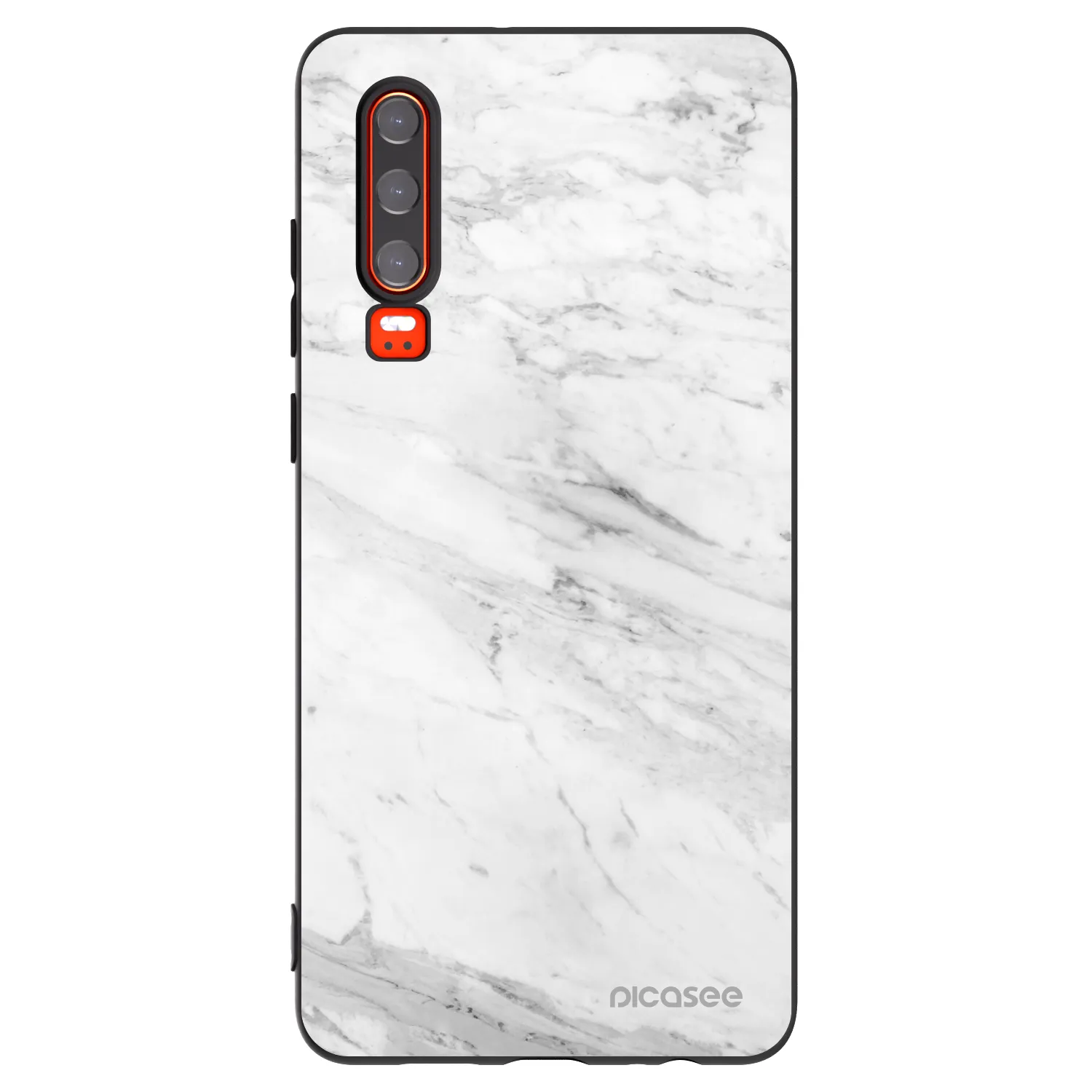 Picasee crna silikonska maskica za Huawei P30 - White marble