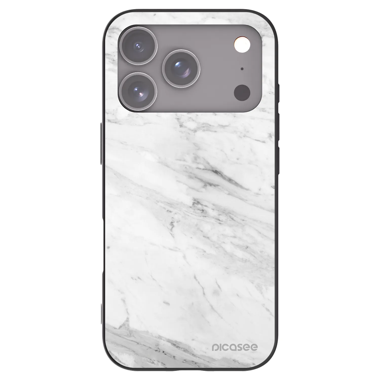Picasee crna silikonska maskica za Apple iPhone 17 Pro - White marble