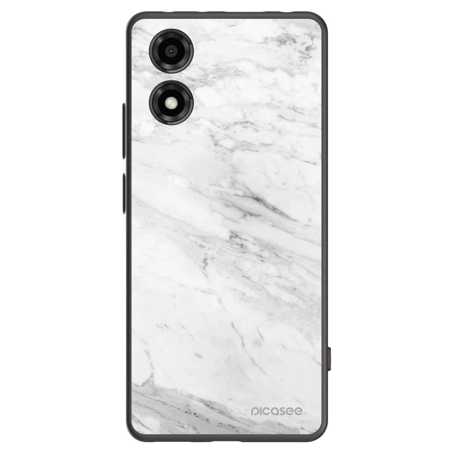 Picasee crna silikonska maskica za Motorola Moto E14 - White marble