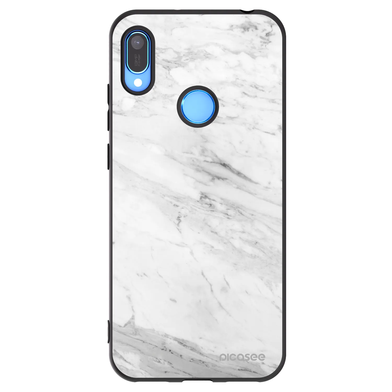 Picasee crna silikonska maskica za Huawei Y6 2019 - White marble