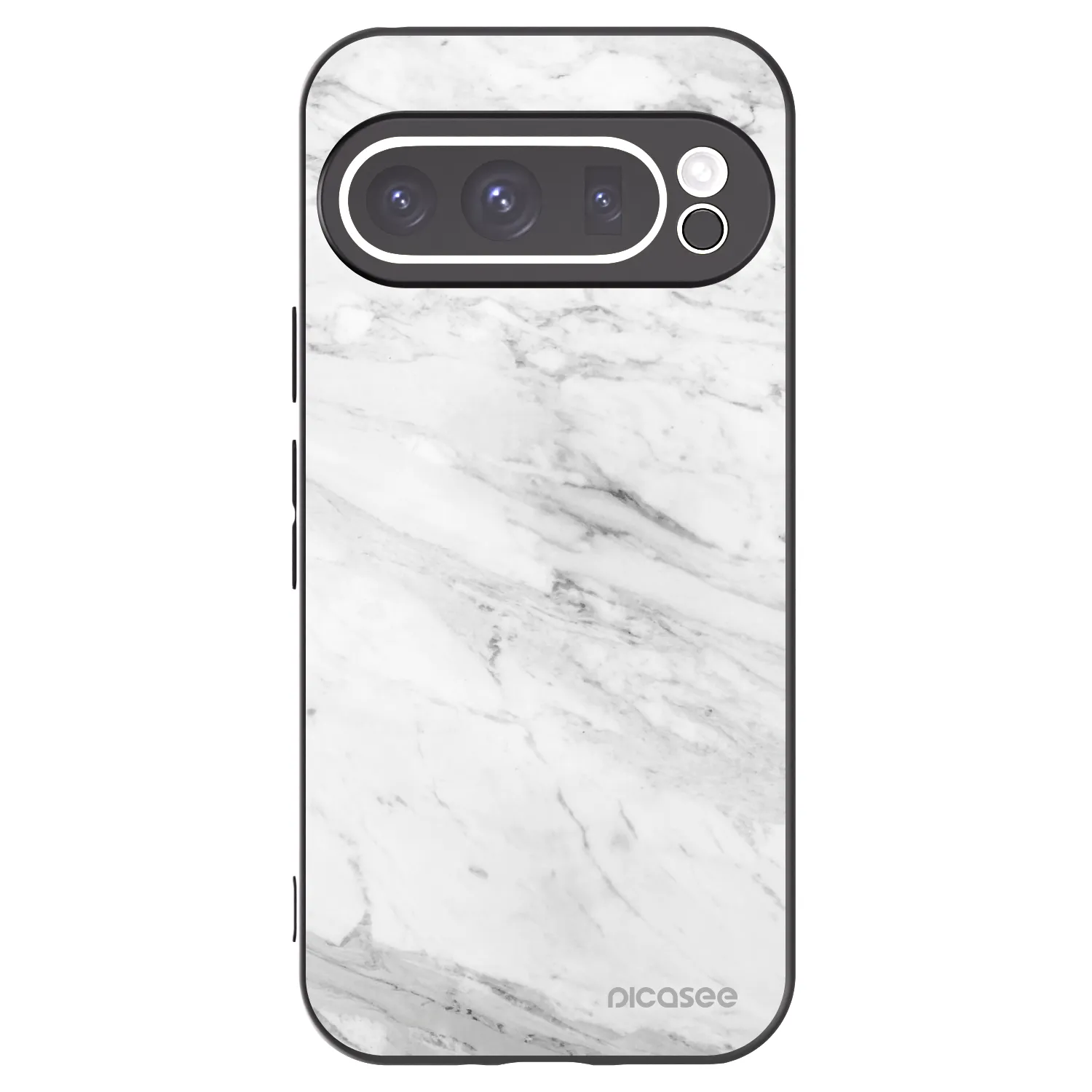 Picasee crna silikonska maskica za Google Pixel 9 Pro XL - White marble