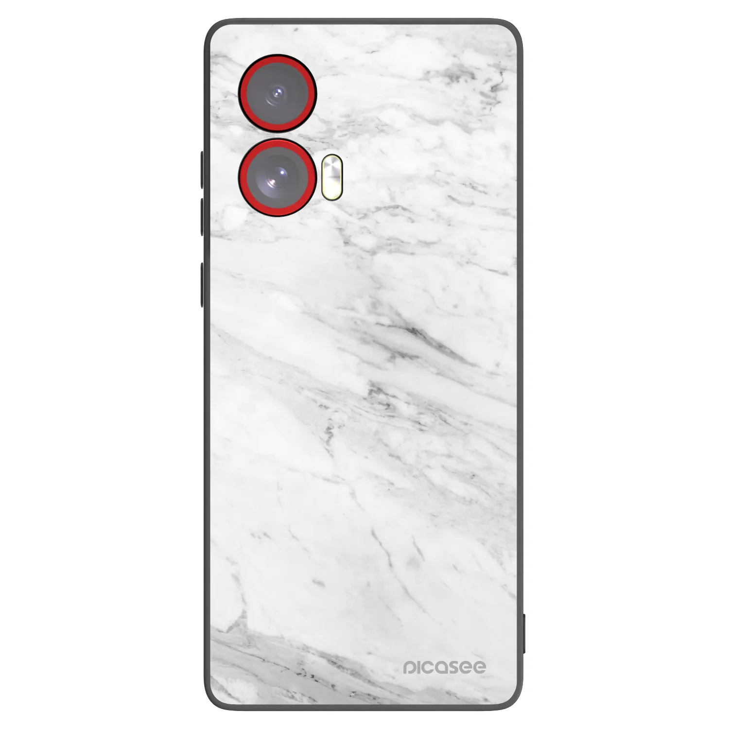 Picasee crna silikonska maskica za Motorola Edge 50 Fusion - White marble