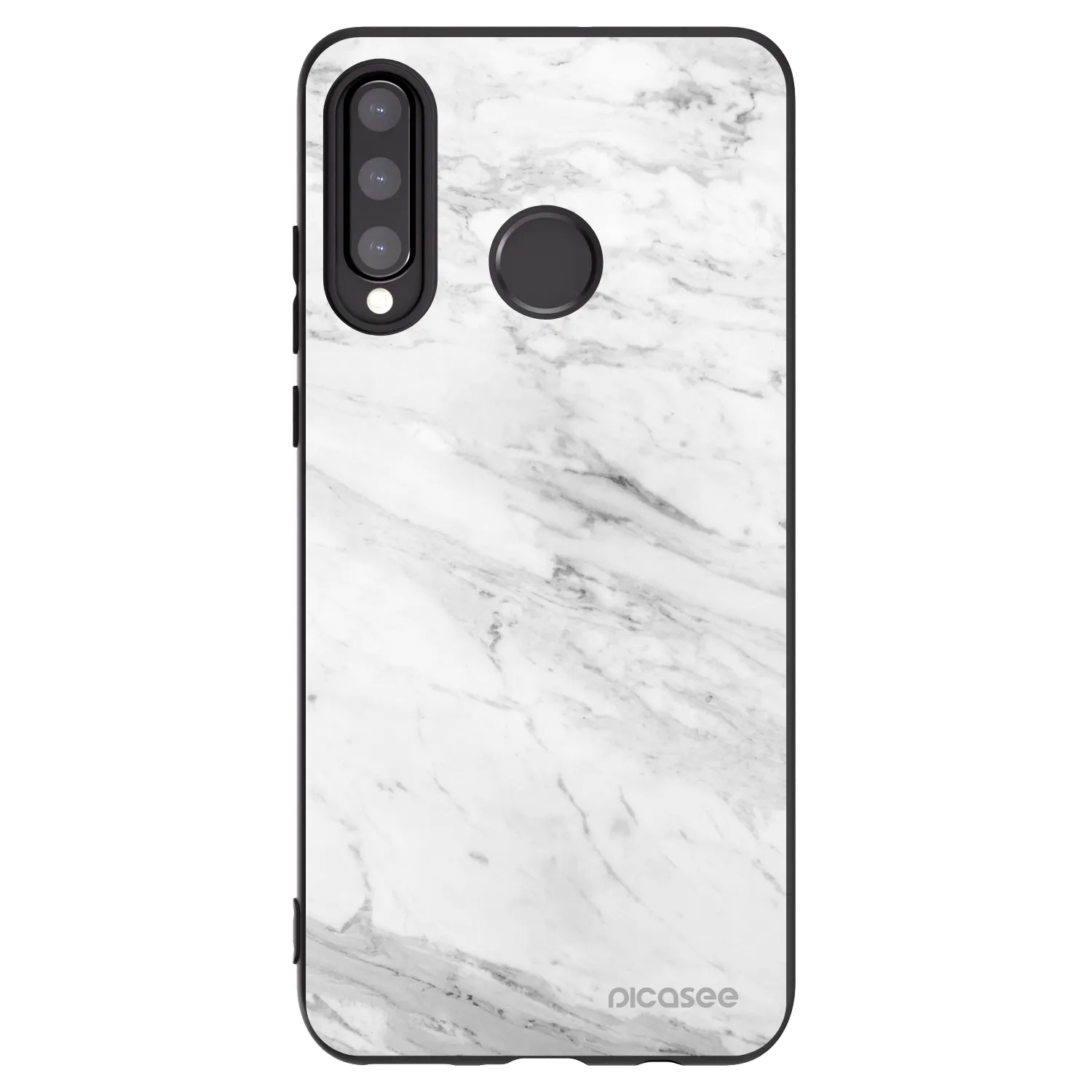 Picasee crna silikonska maskica za Huawei P30 Lite - White marble