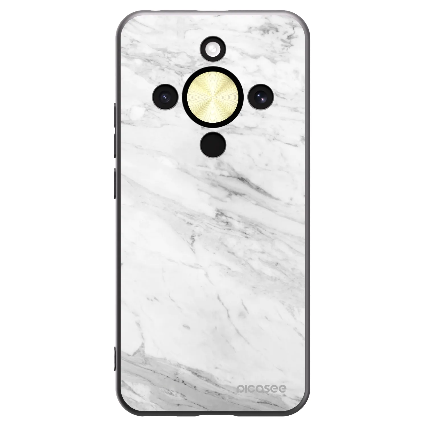 Picasee crna silikonska maskica za Honor Magic8 Lite 5G - White marble