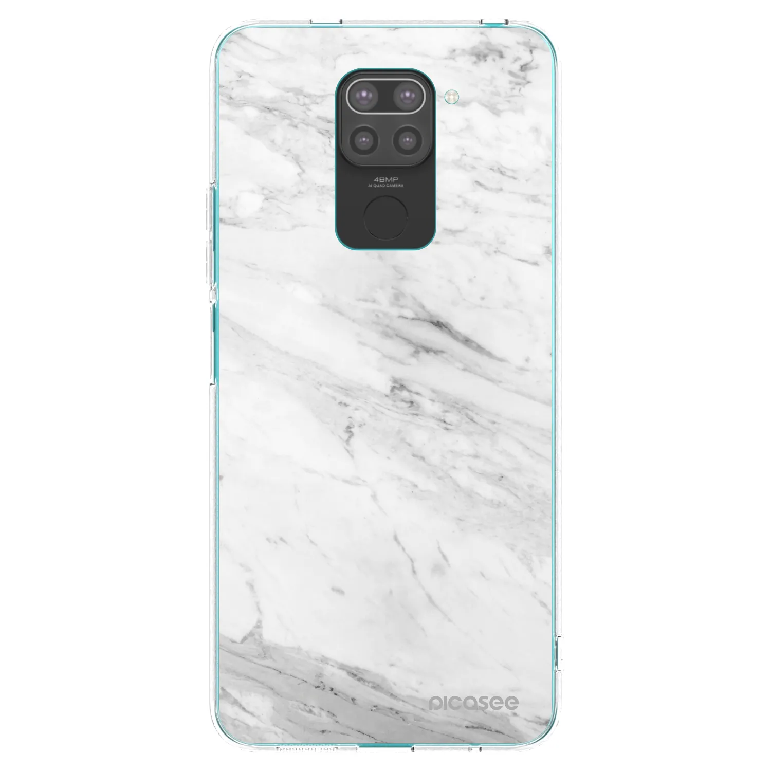 Picasee crna silikonska maskica za Xiaomi Redmi Note 9 - White marble