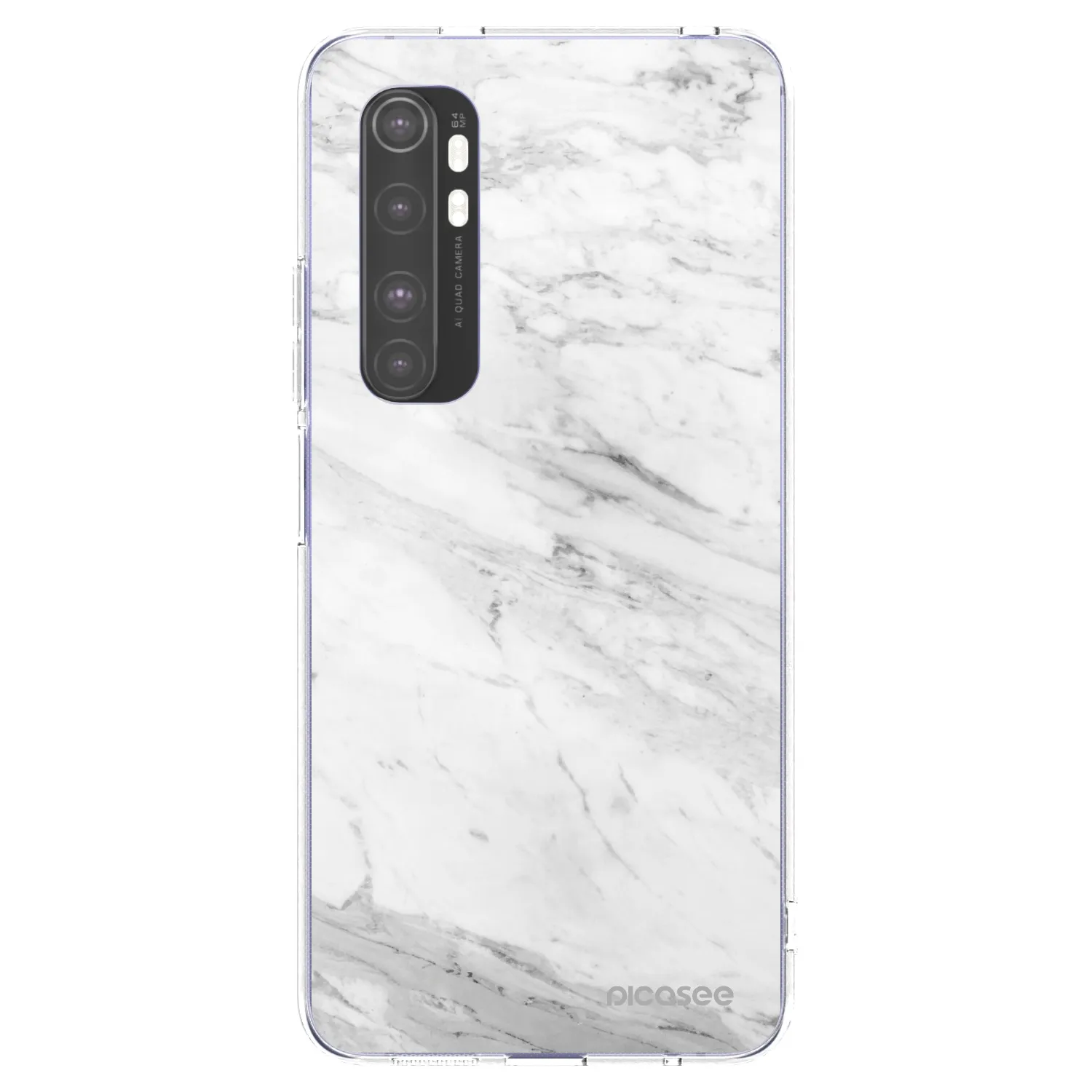 Picasee silikonska prozirna maskica za Xiaomi Mi Note 10 Lite - White marble