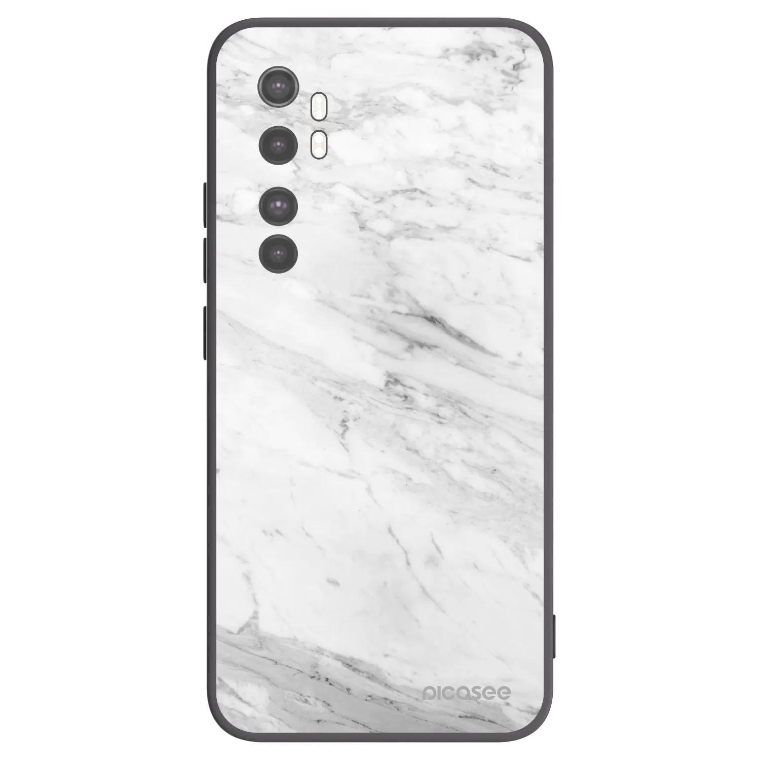 Picasee crna silikonska maskica za Xiaomi Mi Note 10 Lite - White marble