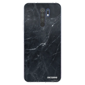 Picasee silikonska prozirna maskica za Xiaomi Redmi 9 - Black marble