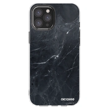 Picasee silikonska prozirna maskica za Apple iPhone 12 Pro Max - Black marble