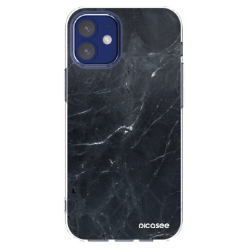 Picasee silikonska prozirna maskica za Apple iPhone 12 mini - Black marble