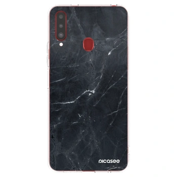 Picasee silikonska prozirna maskica za Samsung Galaxy A20s - Black marble