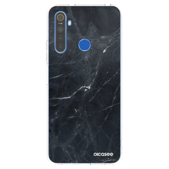 Picasee silikonska prozirna maskica za Realme 5 - Black marble