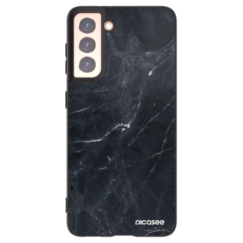 Picasee crna silikonska maskica za Samsung Galaxy S21 5G G991B - Black marble