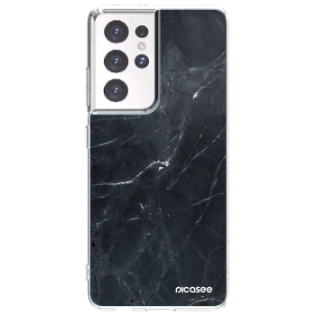 Picasee silikonska prozirna maskica za Samsung Galaxy S21 Ultra 5G G998B - Black marble
