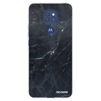 Picasee silikonska prozirna maskica za Motorola Moto G9 Play - Black marble