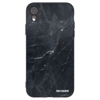 Picasee crna silikonska maskica za Apple iPhone XR - Black marble