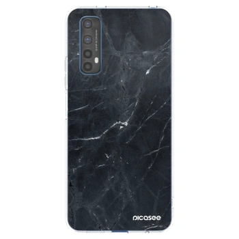 Picasee silikonska prozirna maskica za Realme 7 - Black marble