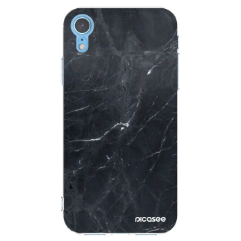 Picasee silikonska prozirna maskica za Apple iPhone XR - Black marble