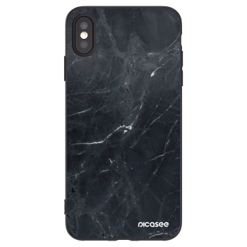 Picasee crna silikonska maskica za Apple iPhone XS Max - Black marble