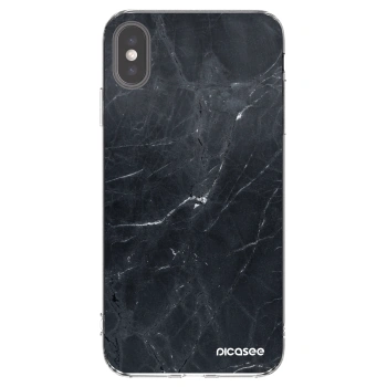 Picasee silikonska prozirna maskica za Apple iPhone XS Max - Black marble
