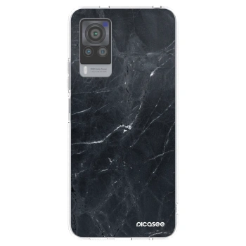 Picasee silikonska prozirna maskica za Vivo X60 Pro 5G - Black marble