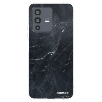 Picasee silikonska prozirna maskica za Vivo V23 5G - Black marble