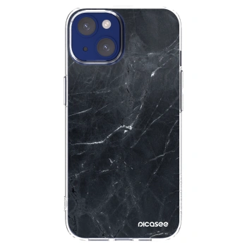 Picasee silikonska prozirna maskica za Apple iPhone 14 - Black marble