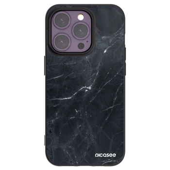 Picasee crna silikonska maskica za Apple iPhone 14 Pro - Black marble