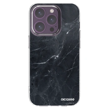 Picasee silikonska prozirna maskica za Apple iPhone 14 Pro - Black marble