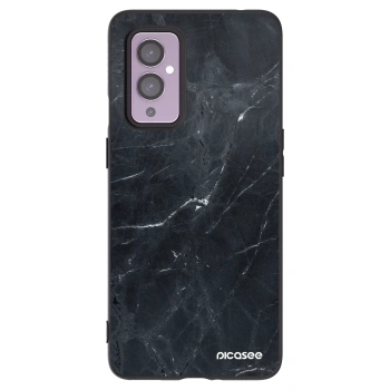 Picasee crna silikonska maskica za OnePlus 9 - Black marble