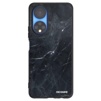 Picasee crna silikonska maskica za Honor X7 - Black marble