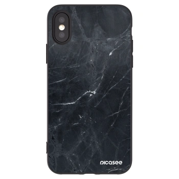 Picasee crna silikonska maskica za Apple iPhone X/XS - Black marble
