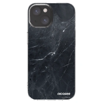 Picasee silikonska prozirna maskica za Apple iPhone 15 - Black marble